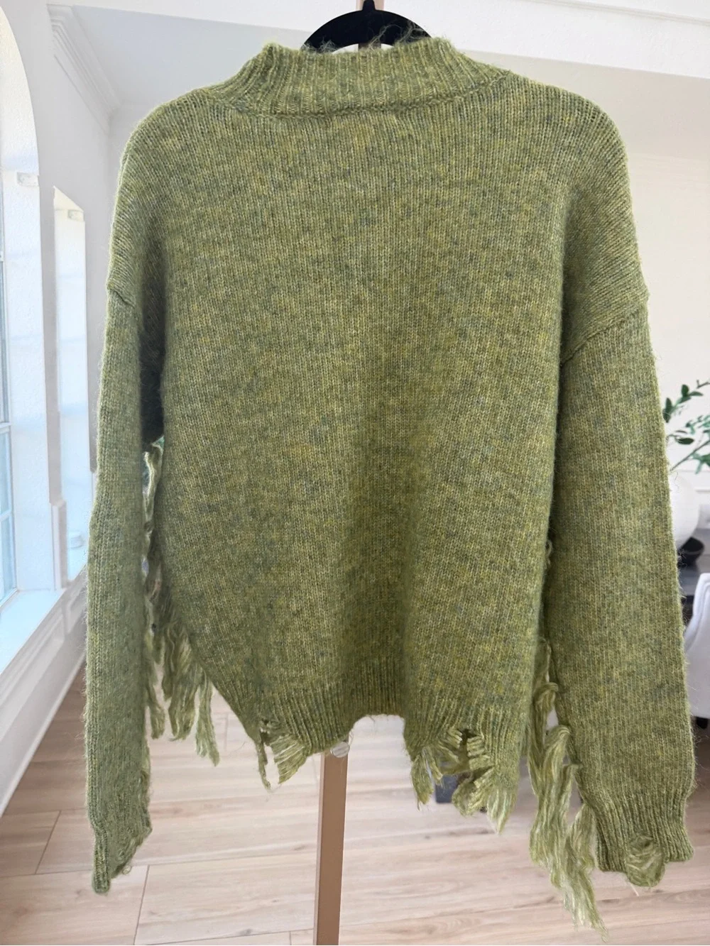 C&V Chelsea & Violet Fringe Distressed Sweater